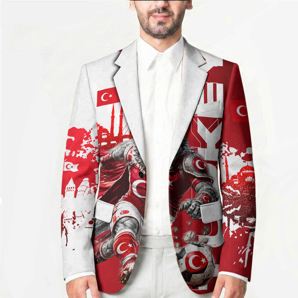 Personalized Turkey Football Blazer Turkish Flag Grey Wolf Skyline