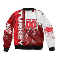 Personalized Turkey Football Bomber Jacket Turkish Flag Grey Wolf Skyline