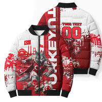Personalized Turkey Football Bomber Puffer Jacket Turkish Flag Grey Wolf Skyline