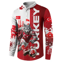 Personalized Turkey Football Button Sweatshirt Turkish Flag Grey Wolf Skyline