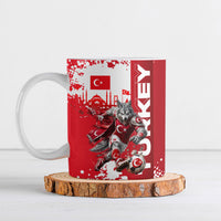 Personalized Turkey Football Ceramic Mug Turkish Flag Grey Wolf Skyline