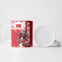 Personalized Turkey Football Ceramic Mug Turkish Flag Grey Wolf Skyline