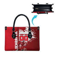 Personalized Turkey Football Leather Bag Turkish Flag Grey Wolf Skyline