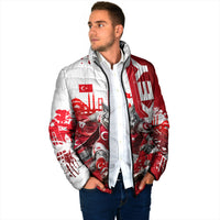 Personalized Turkey Football Padded Jacket Turkish Flag Grey Wolf Skyline