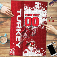 Personalized Turkey Football Puzzle Turkish Flag Grey Wolf Skyline