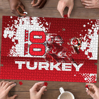 Personalized Turkey Football Puzzle Turkish Flag Grey Wolf Skyline