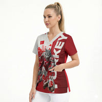 Personalized Turkey Football Scrub Top Turkish Flag Grey Wolf Skyline