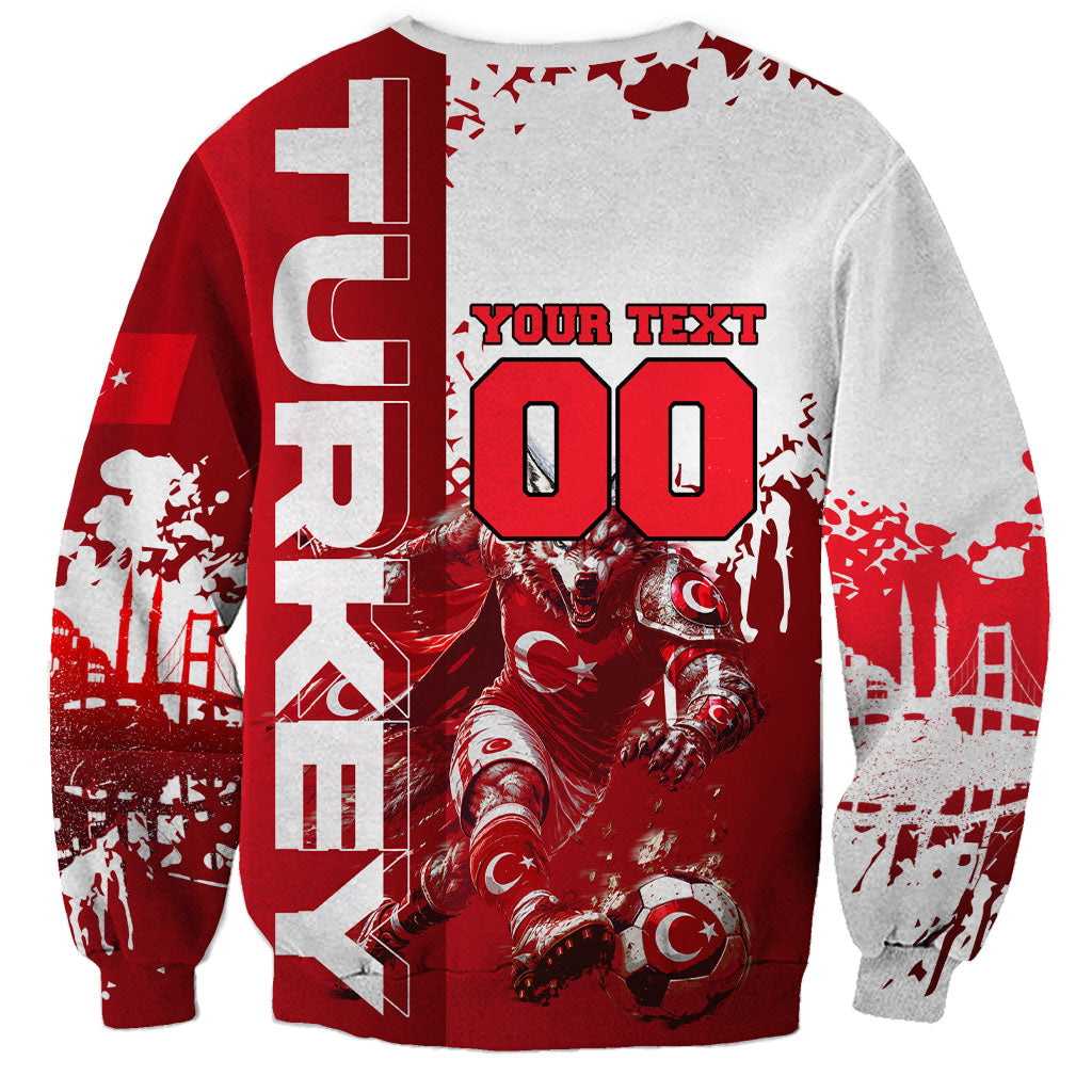 Personalized Turkey Football Sweatshirt Turkish Flag Grey Wolf Skyline