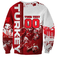 Personalized Turkey Football Sweatshirt Turkish Flag Grey Wolf Skyline