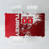 Personalized Turkey Football Tablecloth Turkish Flag Grey Wolf Skyline