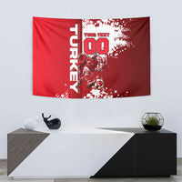 Personalized Turkey Football Tapestry Turkish Flag Grey Wolf Skyline