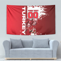 Personalized Turkey Football Tapestry Turkish Flag Grey Wolf Skyline