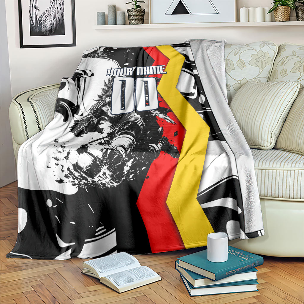 Personalized Germany Football 2026 Eagle Mascot Blanket German Flag Heritage - Soccer Ball Burst