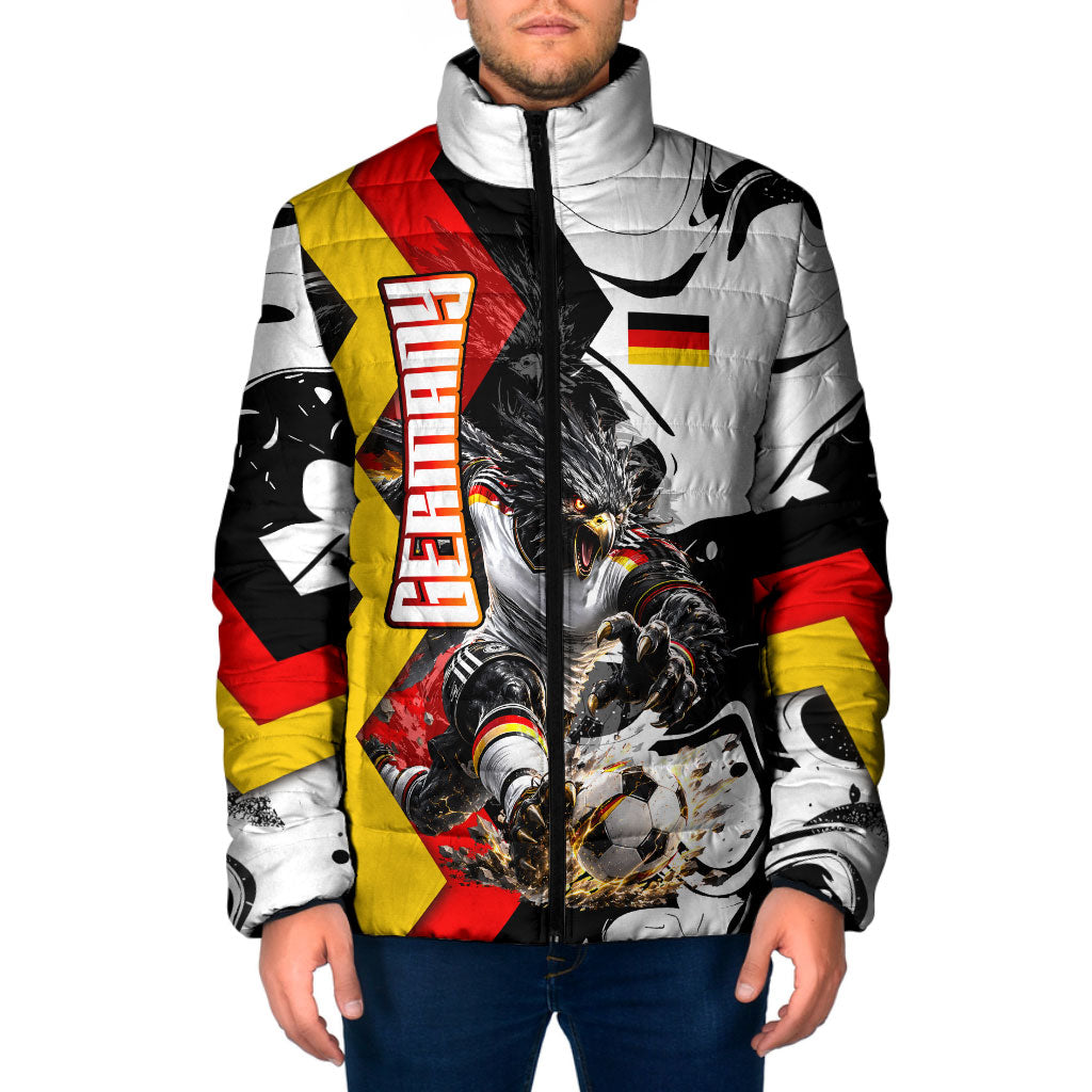 Personalized Germany Football 2026 Eagle Mascot Padded Jacket German Flag Heritage - Soccer Ball Burst