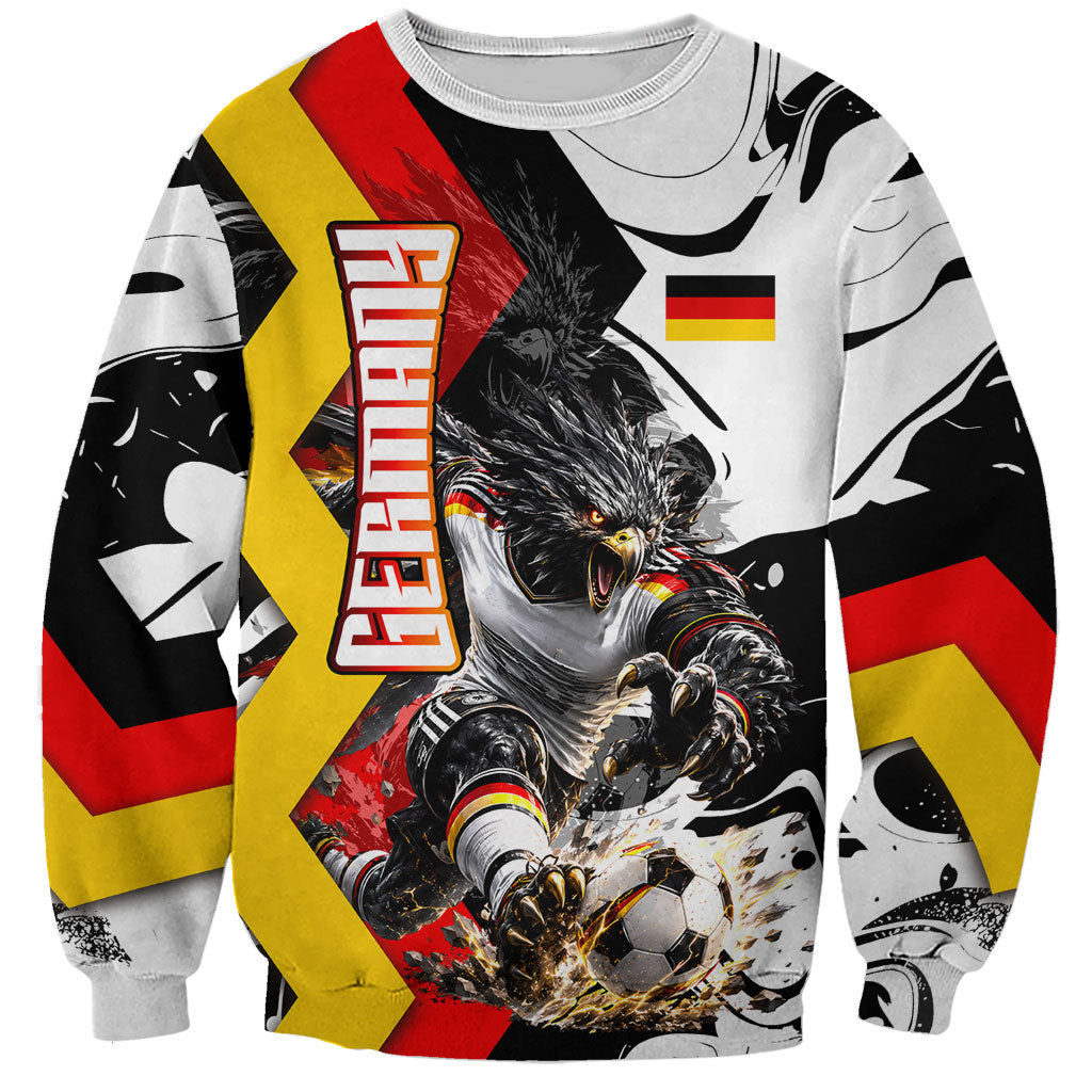 Personalized Germany Football 2026 Eagle Mascot Sweatshirt German Flag Heritage - Soccer Ball Burst