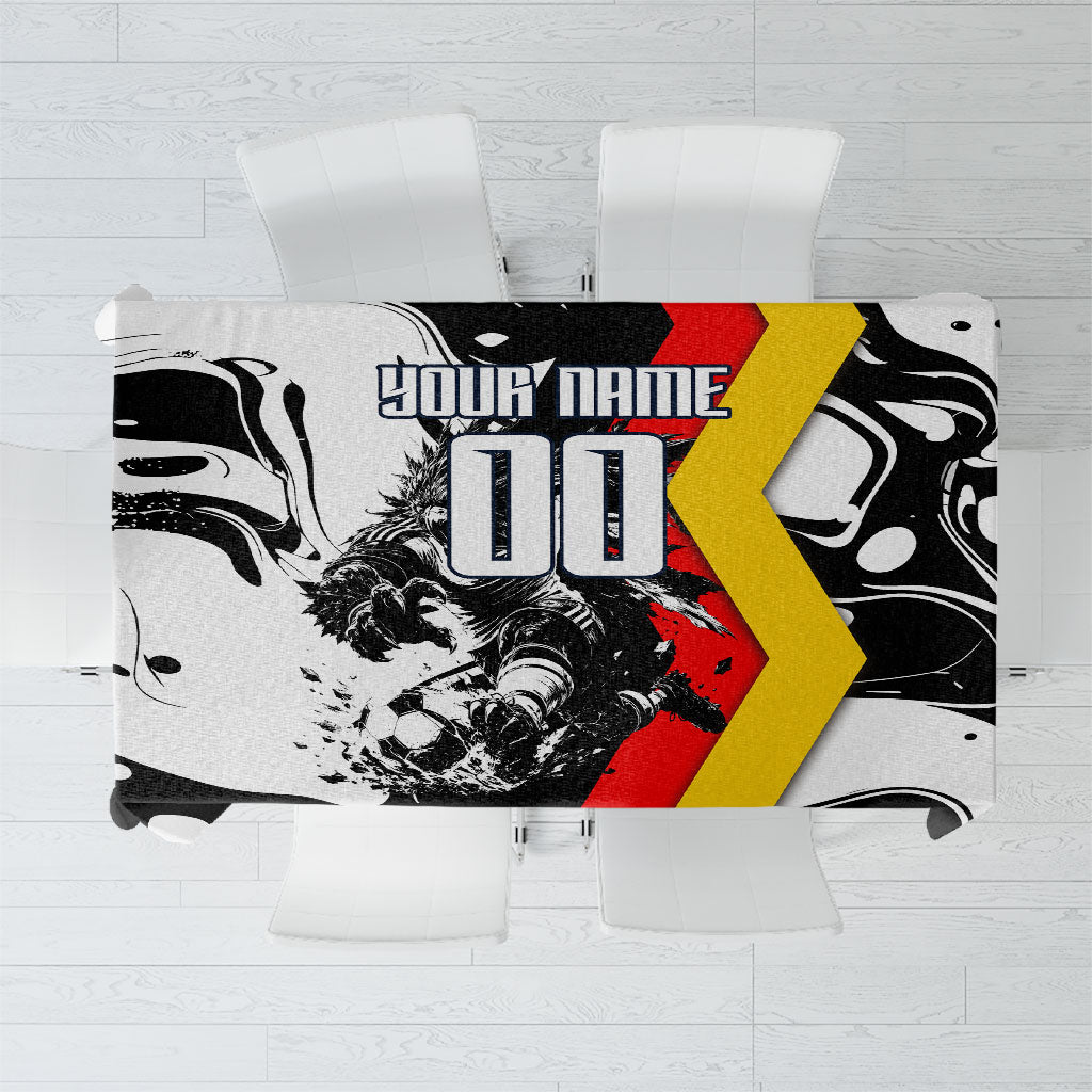 Personalized Germany Football 2026 Eagle Mascot Tablecloth German Flag Heritage - Soccer Ball Burst