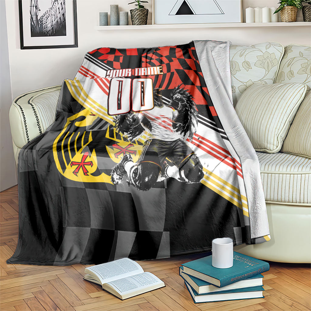 Personalized Germany Football Blanket Deutschland Power Eagle Mascot - Championship Spirit