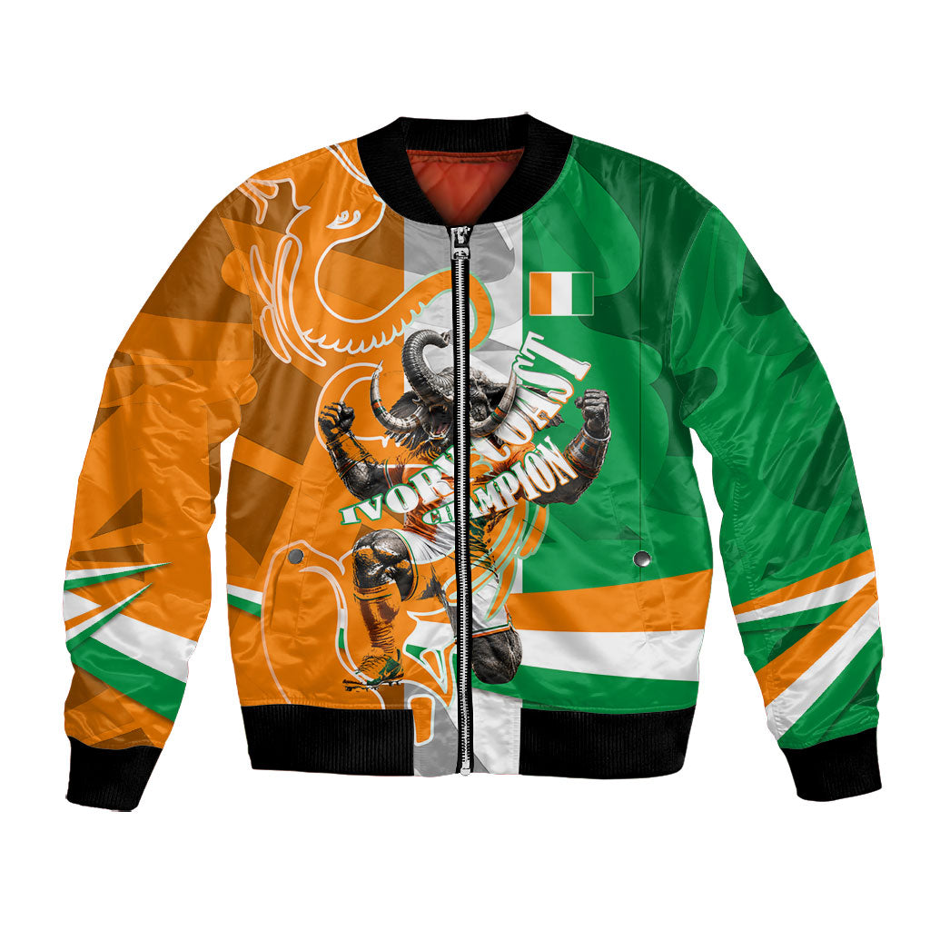 Personalized Ivory Coast Football Elephant Champion Bomber Jacket Cote d Ivoire Flag Colors Heritage