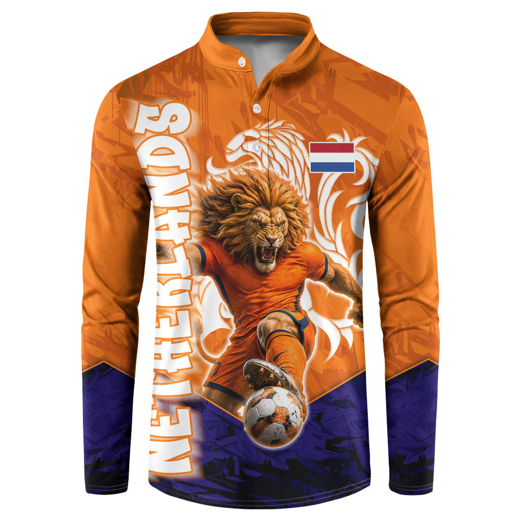 Personalized Netherlands Football Lion Button Sweatshirt Oranje Pride Holland National Flag Graffiti Art