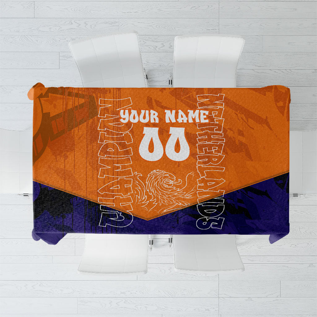 Personalized Netherlands Football Lion Tablecloth Oranje Pride Holland National Flag Graffiti Art