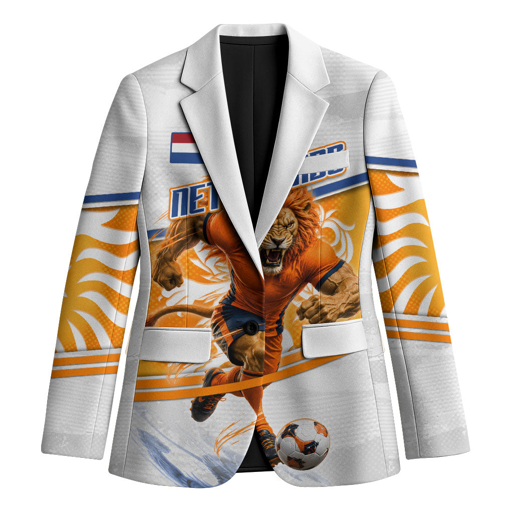 Personalized Netherlands Football Blazer Dutch Lion Heritage Mascot Flame Swirl