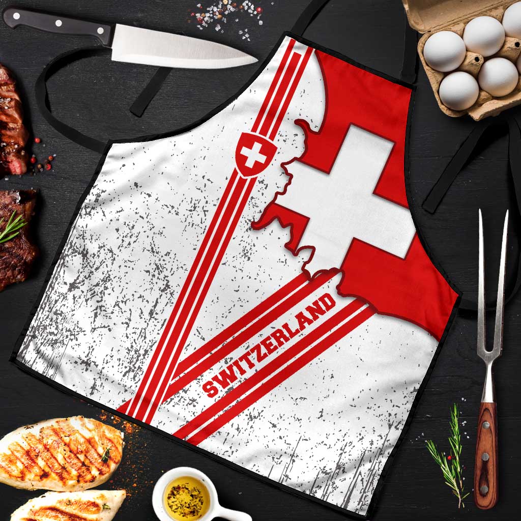 Switzerland Flag Apron Swiss Map Red-White Distressed - Wonder Print Shop
