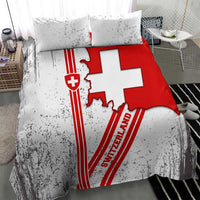 Switzerland Flag Bedding Set Swiss Map Red-White Distressed - Wonder Print Shop
