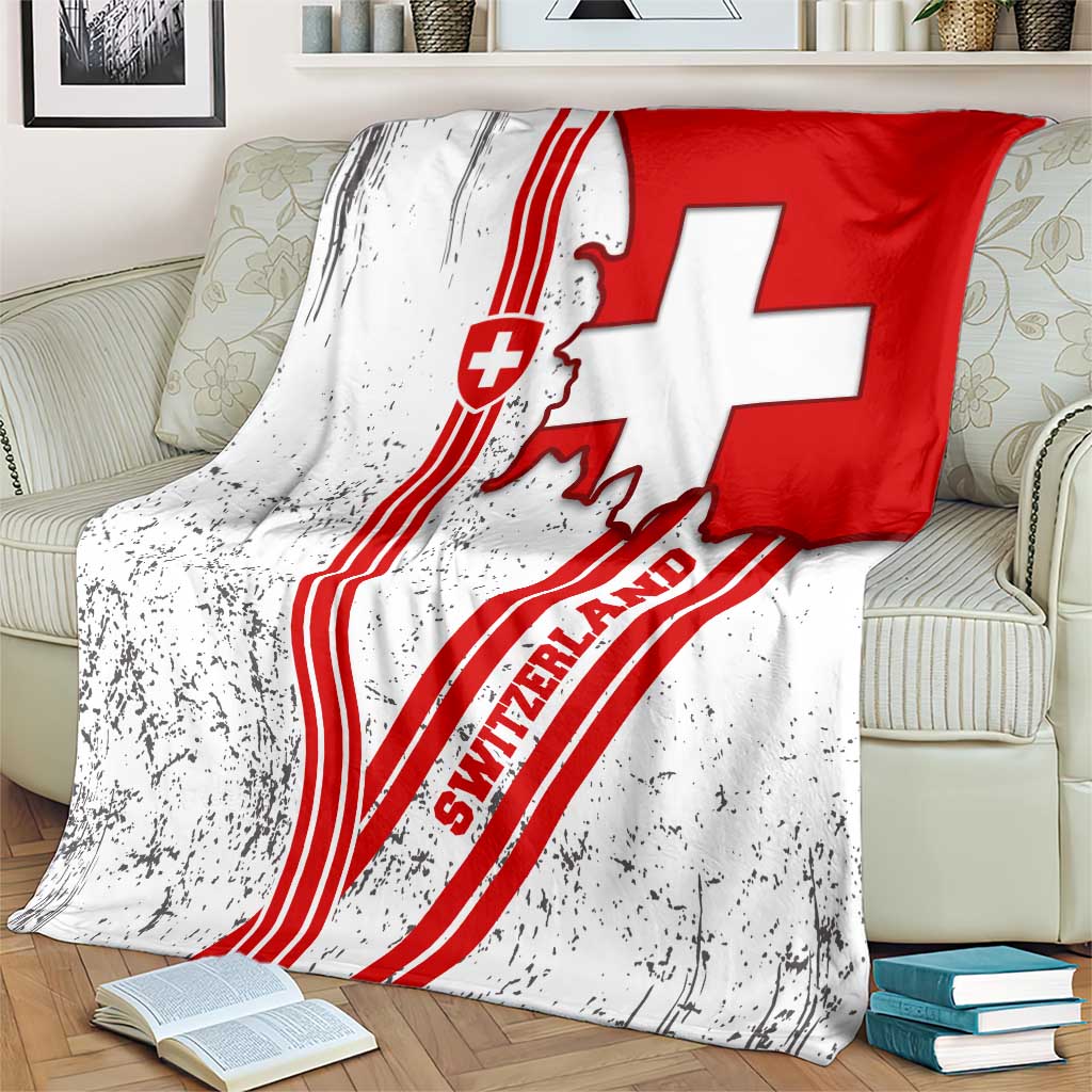 Switzerland Flag Blanket Swiss Map Red-White Distressed - Wonder Print Shop