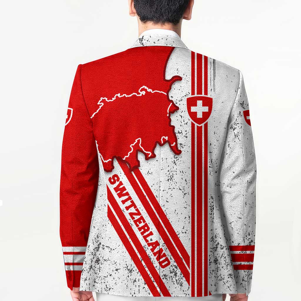 Switzerland Flag Blazer Swiss Map Red-White Distressed - Wonder Print Shop