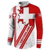 Switzerland Flag Button Sweatshirt Swiss Map Red-White Distressed - Wonder Print Shop