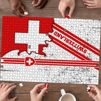 Switzerland Flag Puzzle Swiss Map Red-White Distressed - Wonder Print Shop