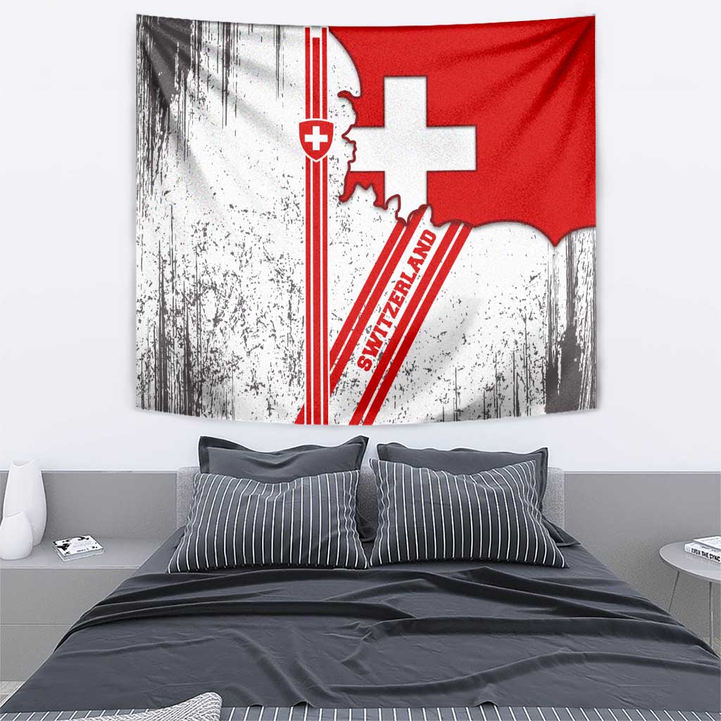 Switzerland Flag Tapestry Swiss Map Red-White Distressed - Wonder Print Shop