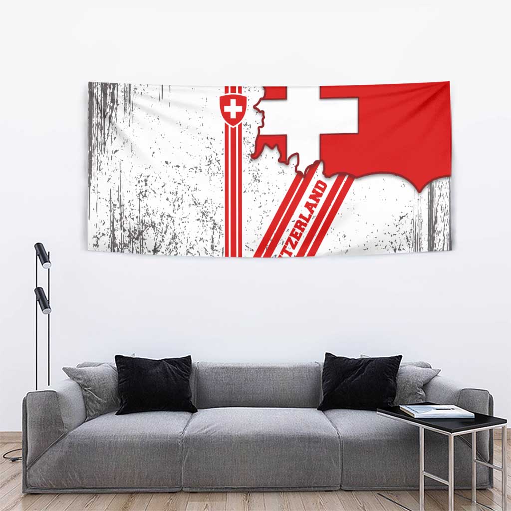 Switzerland Flag Tapestry Swiss Map Red-White Distressed - Wonder Print Shop
