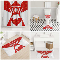 Switzerland Flag Bathroom Set with Floral Pattern Red and White Sportswear - Wonder Print Shop