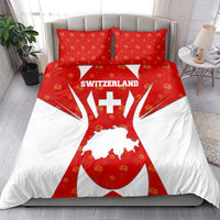 Switzerland Flag Bedding Set with Floral Pattern Red and White Sportswear - Wonder Print Shop