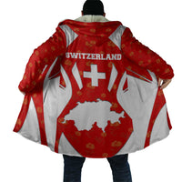 Switzerland Flag Cloak with Floral Pattern Red and White Sportswear - Wonder Print Shop