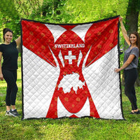 Switzerland Flag Quilt with Floral Pattern Red and White Sportswear - Wonder Print Shop