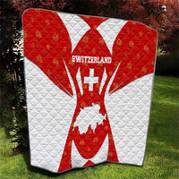 Switzerland Flag Quilt with Floral Pattern Red and White Sportswear - Wonder Print Shop