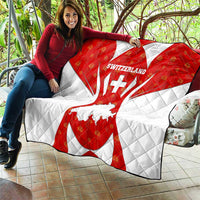 Switzerland Flag Quilt with Floral Pattern Red and White Sportswear - Wonder Print Shop