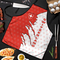 Switzerland Map Scratch Claw Swiss Flag Apron with Vertical Text - Wonder Print Shop