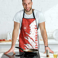 Switzerland Map Scratch Claw Swiss Flag Apron with Vertical Text - Wonder Print Shop