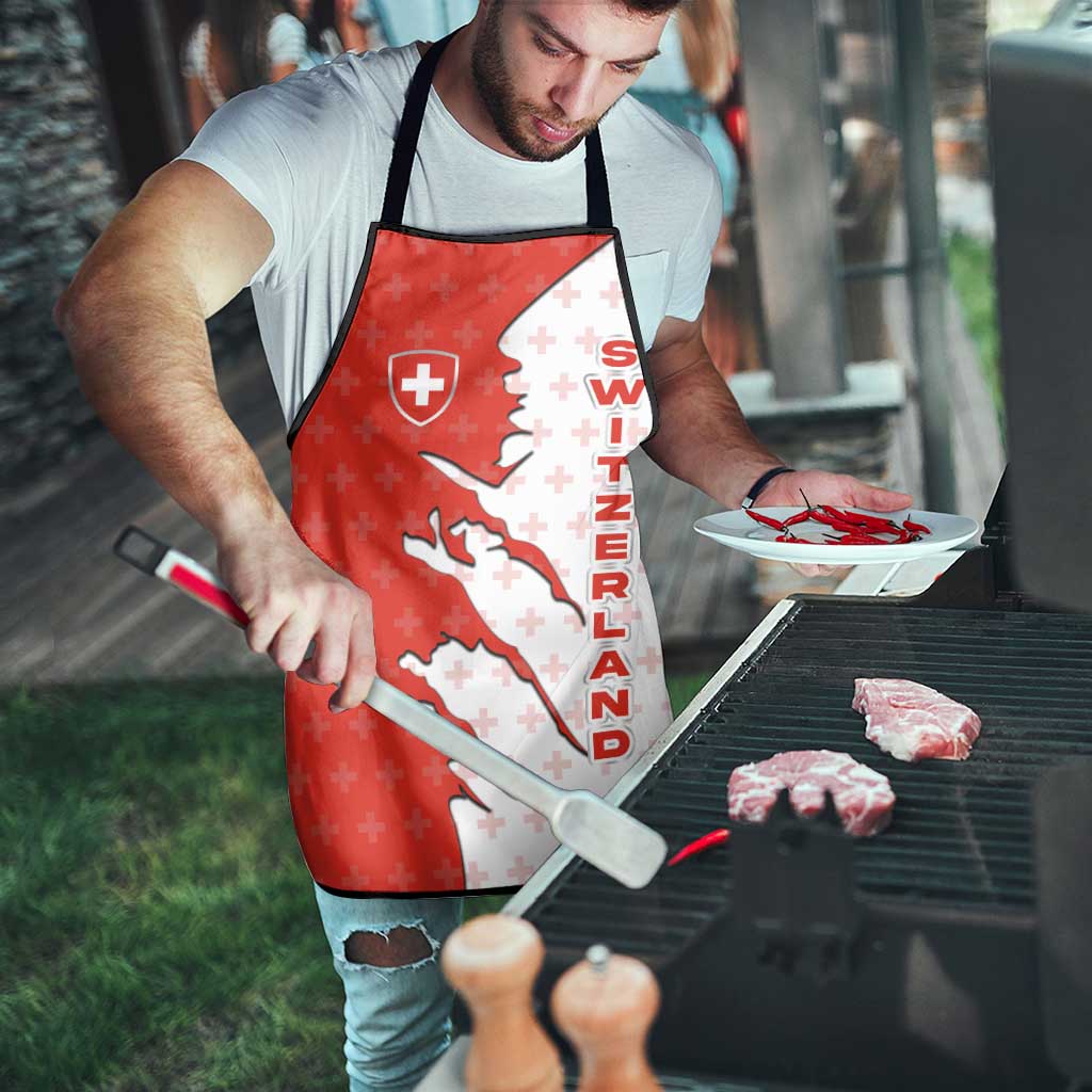 Switzerland Map Scratch Claw Swiss Flag Apron with Vertical Text - Wonder Print Shop