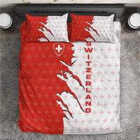 Switzerland Map Scratch Claw Swiss Flag Bedding Set with Vertical Text - Wonder Print Shop