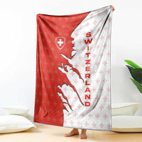 Switzerland Map Scratch Claw Swiss Flag Blanket with Vertical Text - Wonder Print Shop