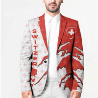 Switzerland Map Scratch Claw Swiss Flag Blazer with Vertical Text - Wonder Print Shop