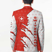 Switzerland Map Scratch Claw Swiss Flag Blazer with Vertical Text - Wonder Print Shop