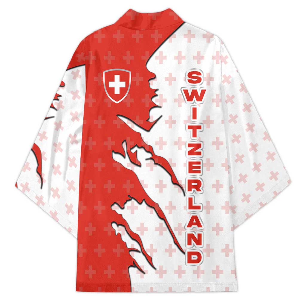 Switzerland Map Scratch Claw Swiss Flag Kimono with Vertical Text - Wonder Print Shop