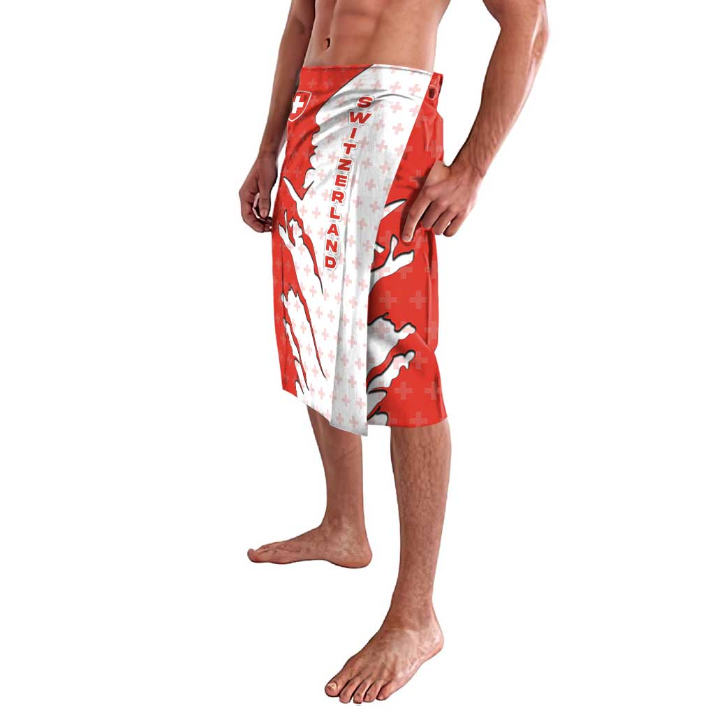 Switzerland Map Scratch Claw Swiss Flag Lavalava with Vertical Text - Wonder Print Shop