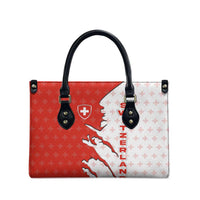 Switzerland Map Scratch Claw Swiss Flag Leather Bag with Vertical Text - Wonder Print Shop