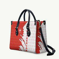Switzerland Map Scratch Claw Swiss Flag Leather Bag with Vertical Text - Wonder Print Shop